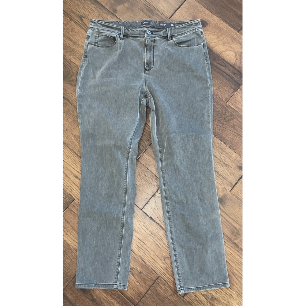 J Jill Size 14 Petite High Rise Straight Leg Jeans Grey Denim